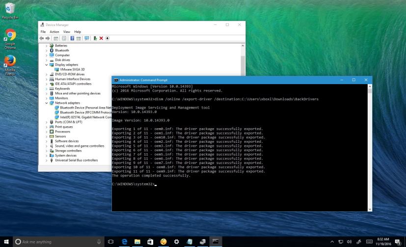 Backup drivers on Windows 10