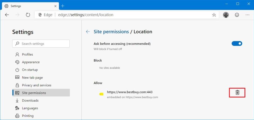 Block website location tracking on Microsoft Edge