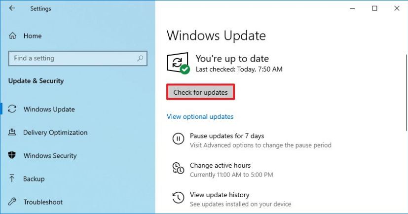 Windows 10 check for updates