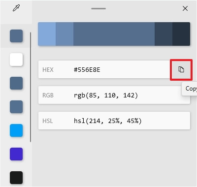 Copy color to clipboard