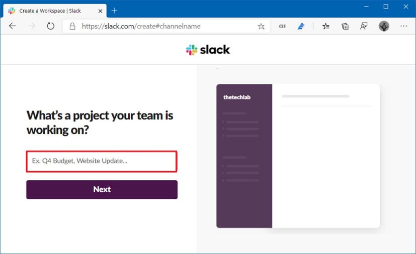 Create Slack channel