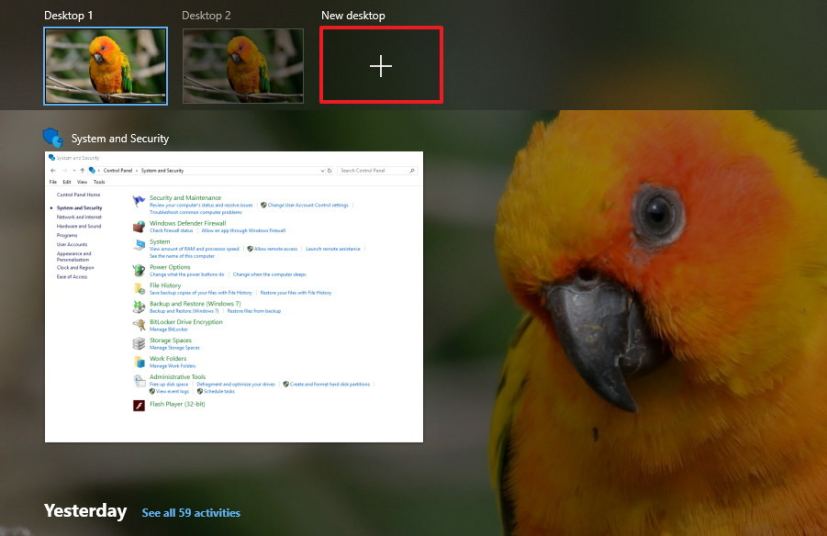Create new virtual desktop on Windows 10