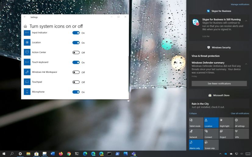 Action Center on Windows 10