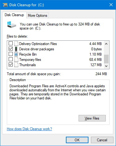 Disk Cleanup (system files)