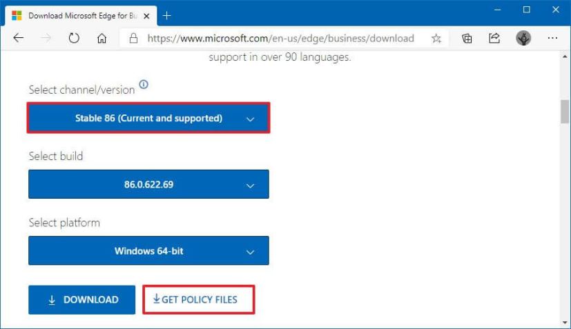 Microsoft Edge download policies