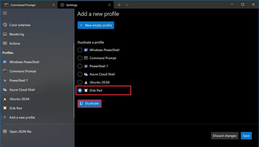 Windows Terminal duplicate profile