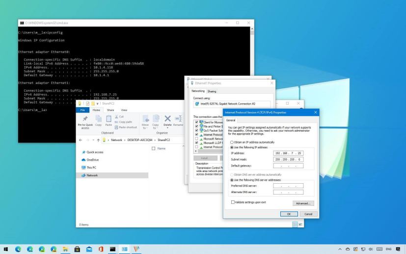 Ethernet connection for two WIndows 10 PCs