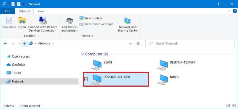 File Explorer Network section