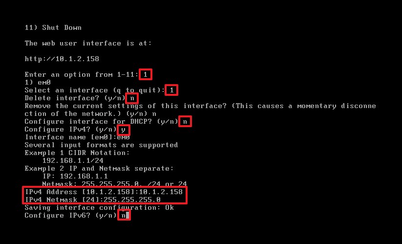 FreeNAS static IP configuration using console