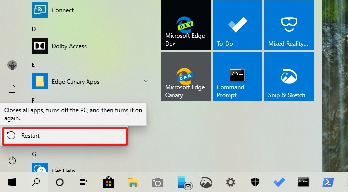 Getting out of Safe Mode by restarting Windows 10