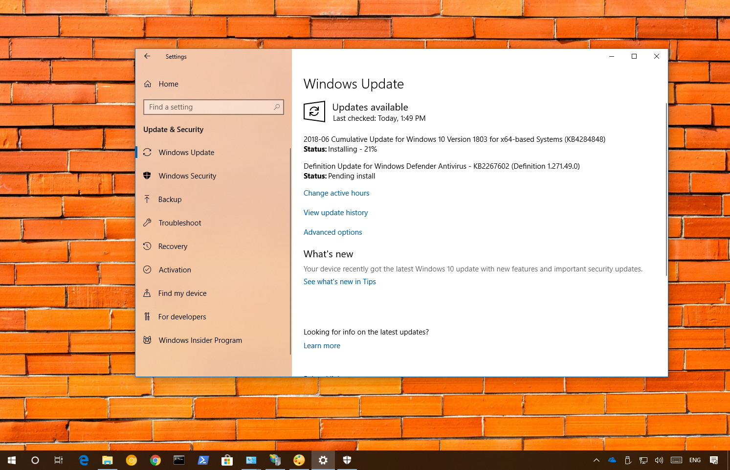 KB4294848 update for Windows 10 version 1803