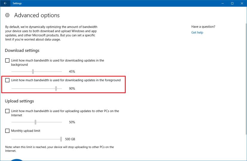 Delivery Optimization options