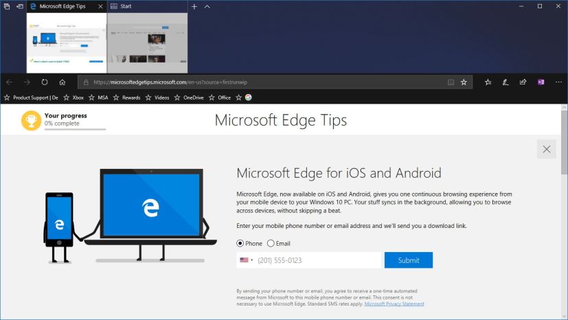 Microsoft Edge dark theme on version 1803