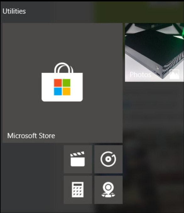 Microsoft Store Start menu tile on Windows 10