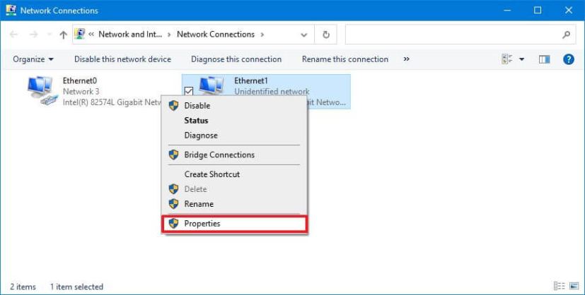 Network adapter properties