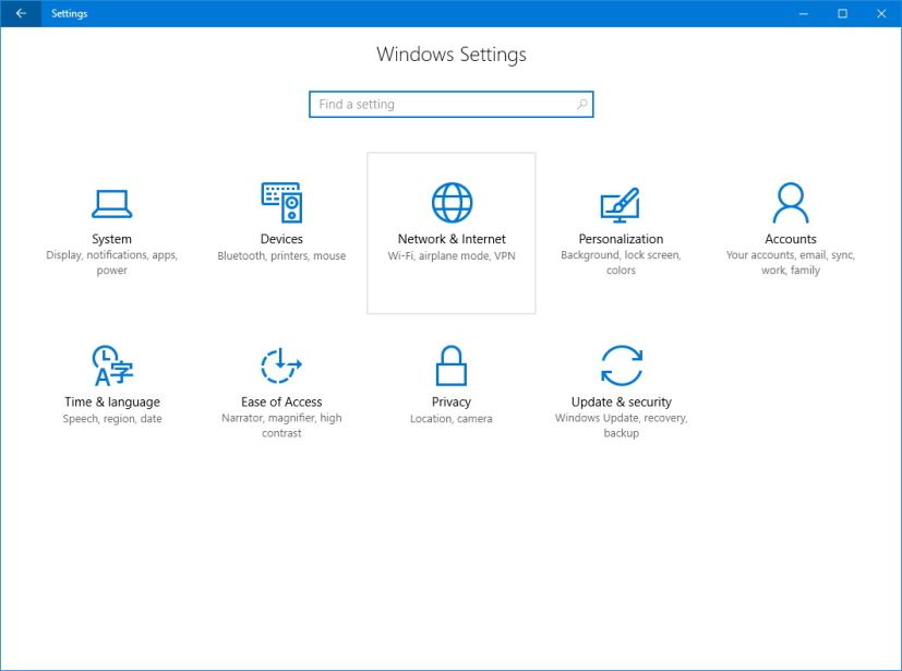 Windows 10 Network & Internet settings