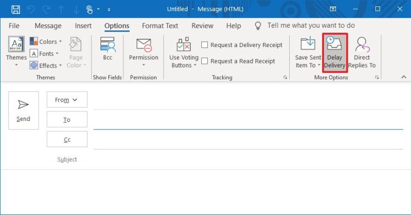 Outlook delay delivery option