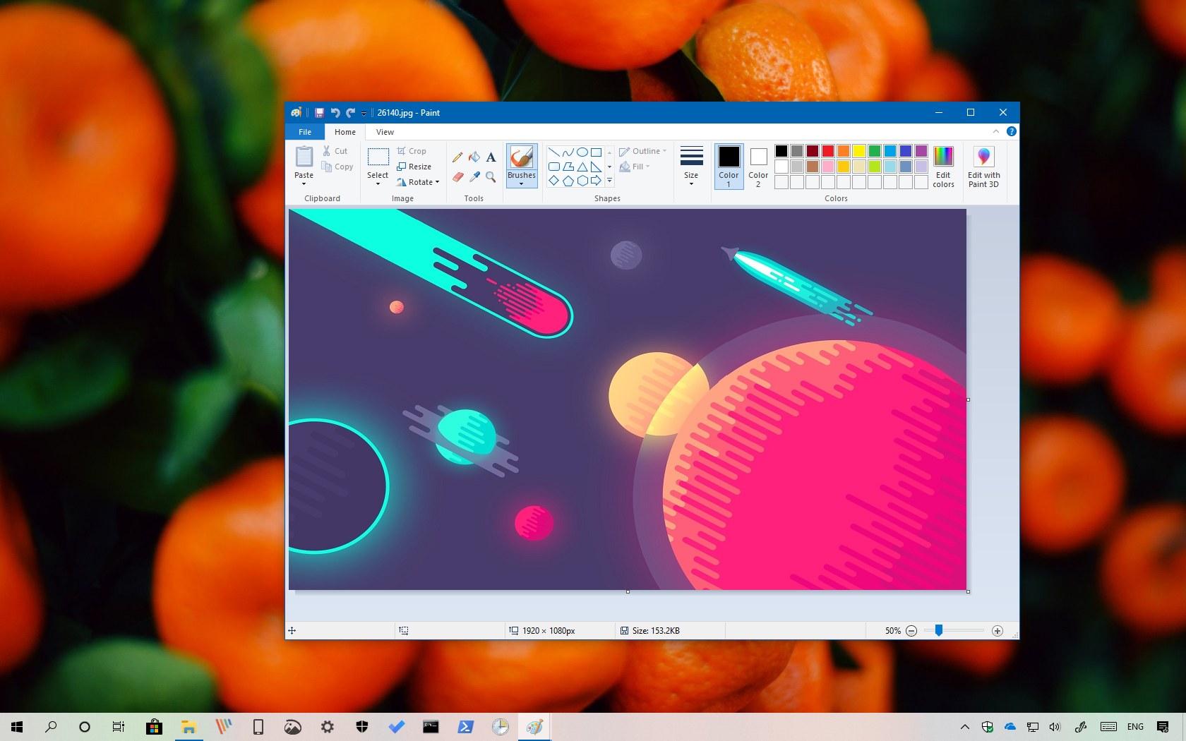 Microsoft Paint on Windows 10 version 1903, May 2019 Update