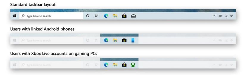 Taskbar personalized (source: Microsoft)