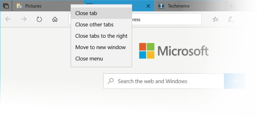 Sets tab context menu 