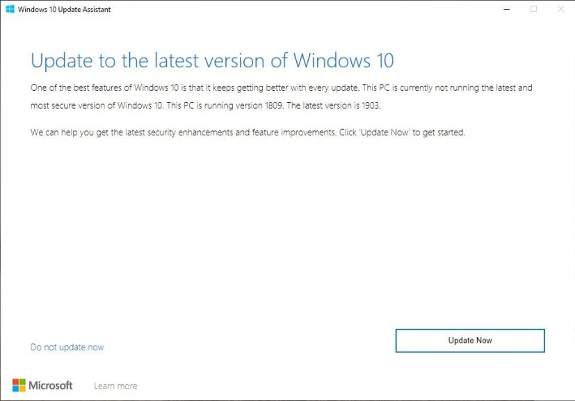 Update Assistant for Windows 10 version 1903