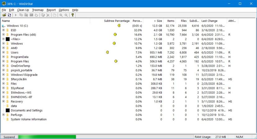 WinDirStat scanning drive