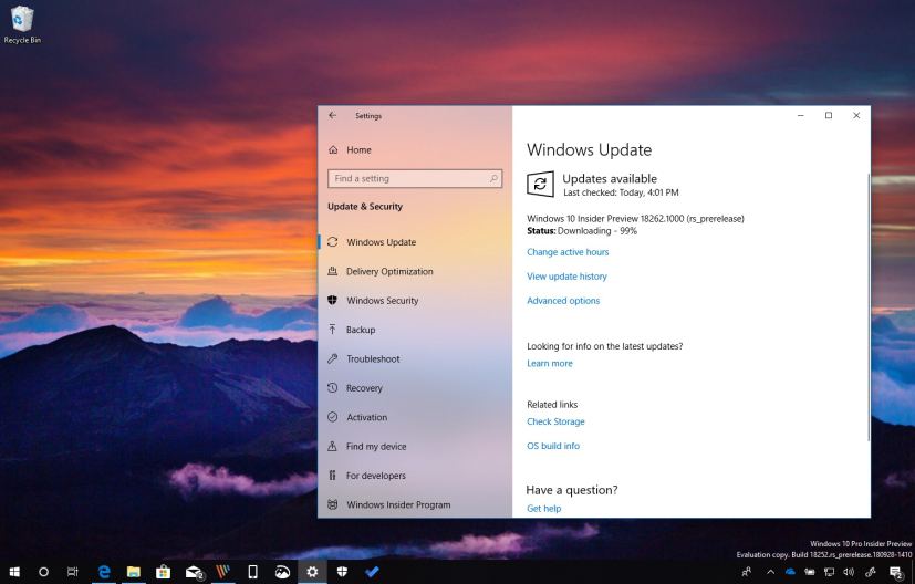 Windows 10 build 18262