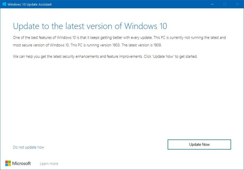 Windows 10 version 109 Update Assistant