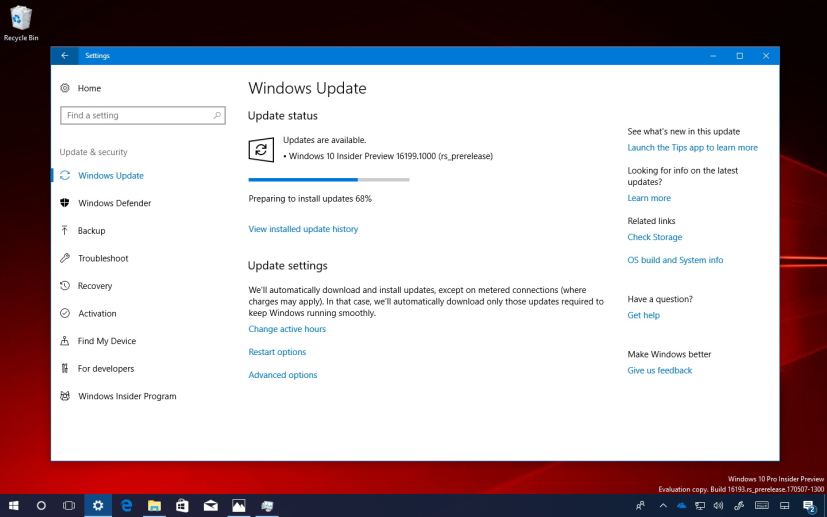 Windows 10 build 16199