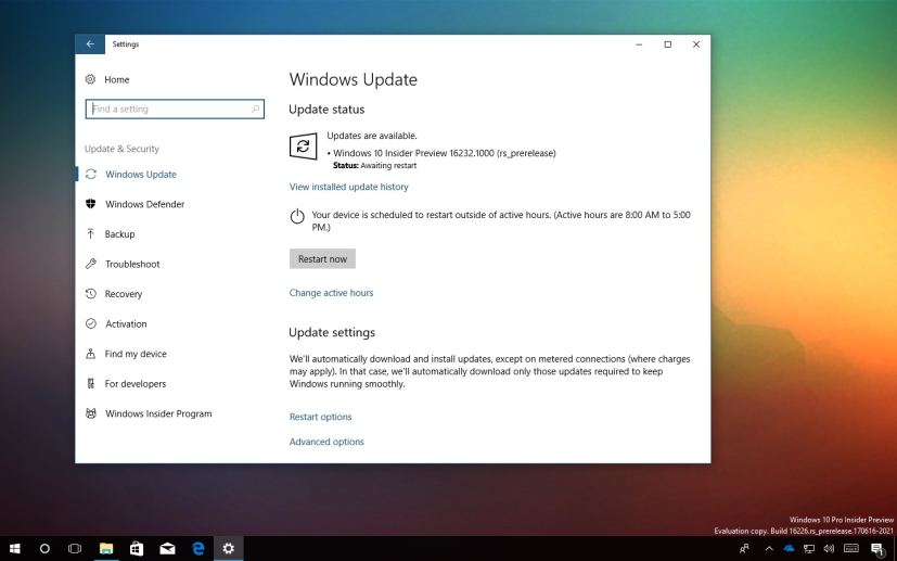 Windows 10 build 16232