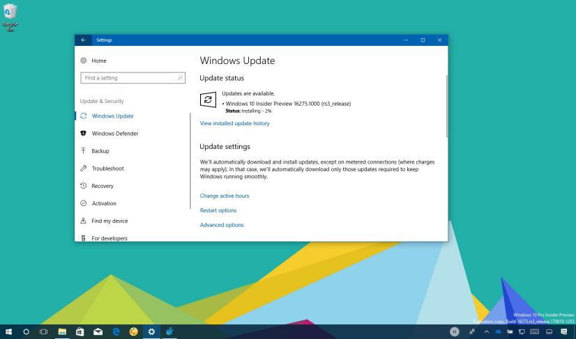 Windows 10 build 16275