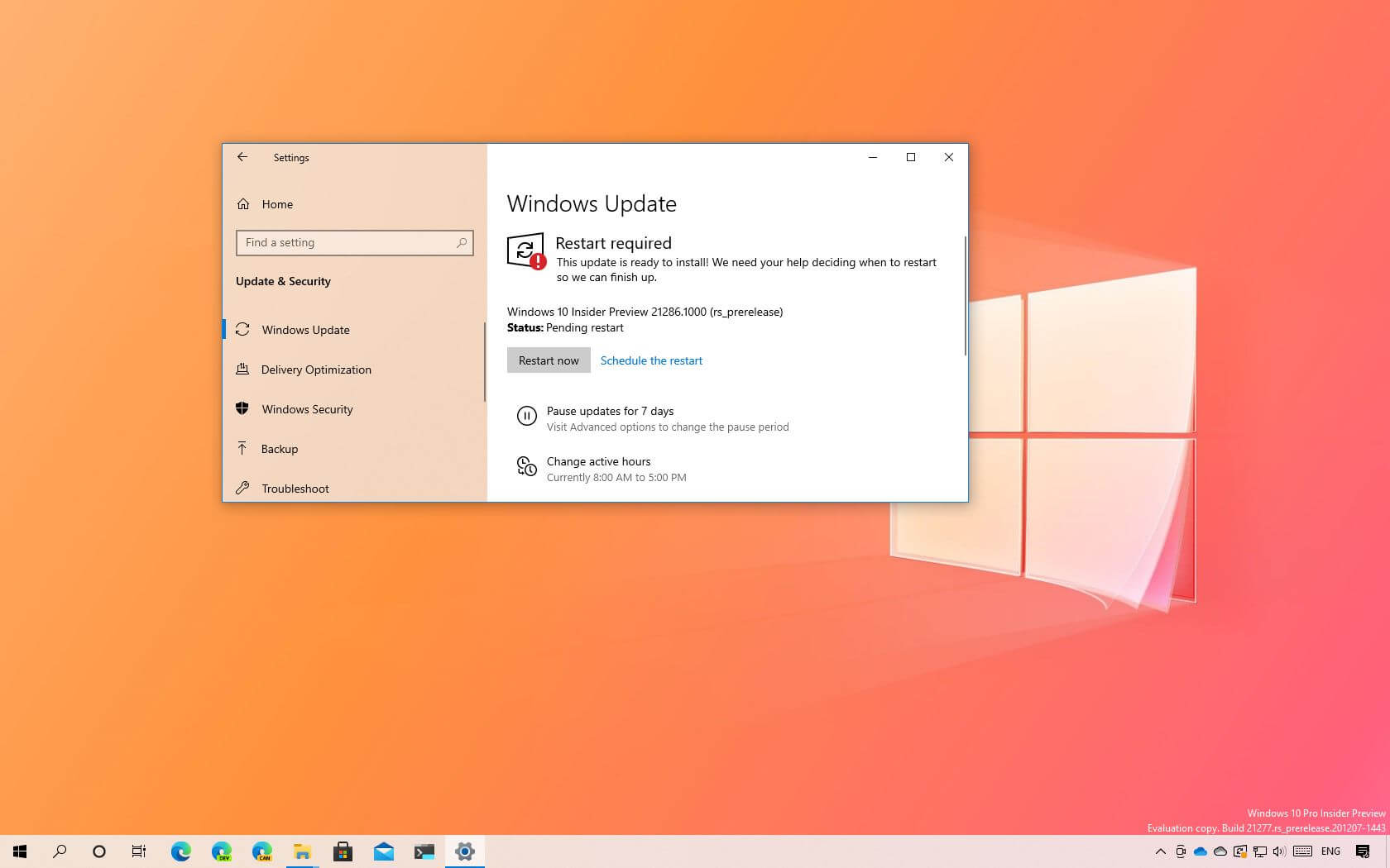 Windows 10 build 21286