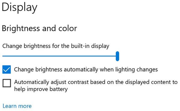 Windows 10 CABC settings