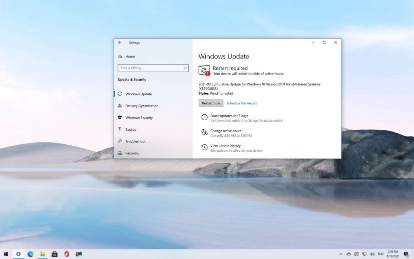 Windows 10 update KB5005033