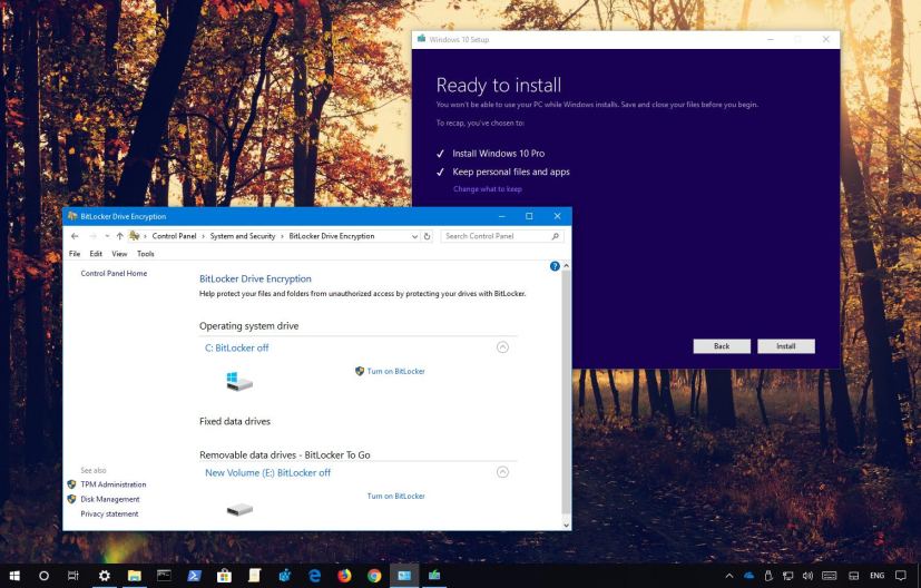 Windows 10 upgrade using BitLocker