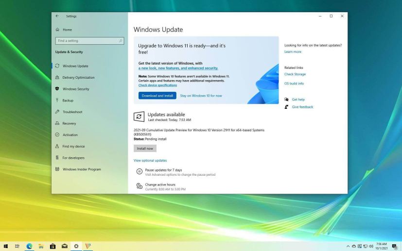 Windows Update Windows 11 notification