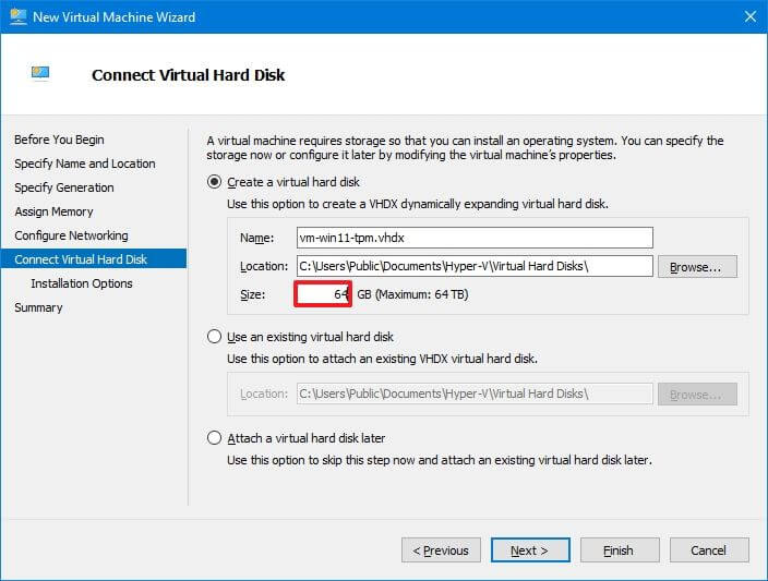 Virtual Hard Disk size