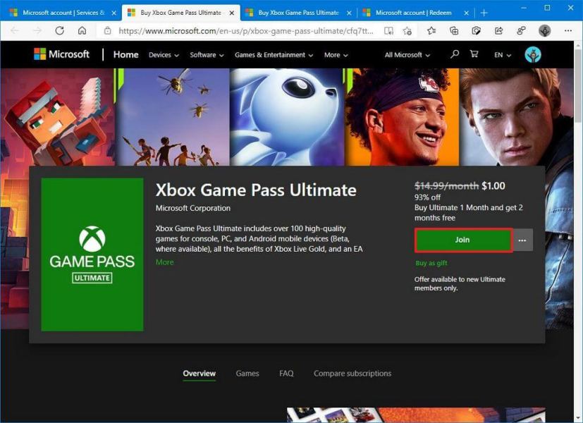 Xbox Game Pass Ultimate join button